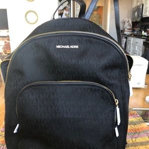 NWT Michael Kors black monogram canvas backpack